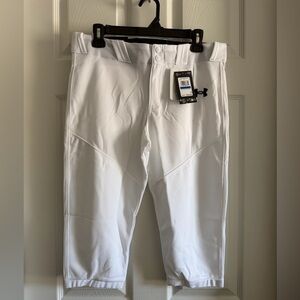 Under Armour Boys White Tapered Fit Baseball Pants with Black Logo NWT XL